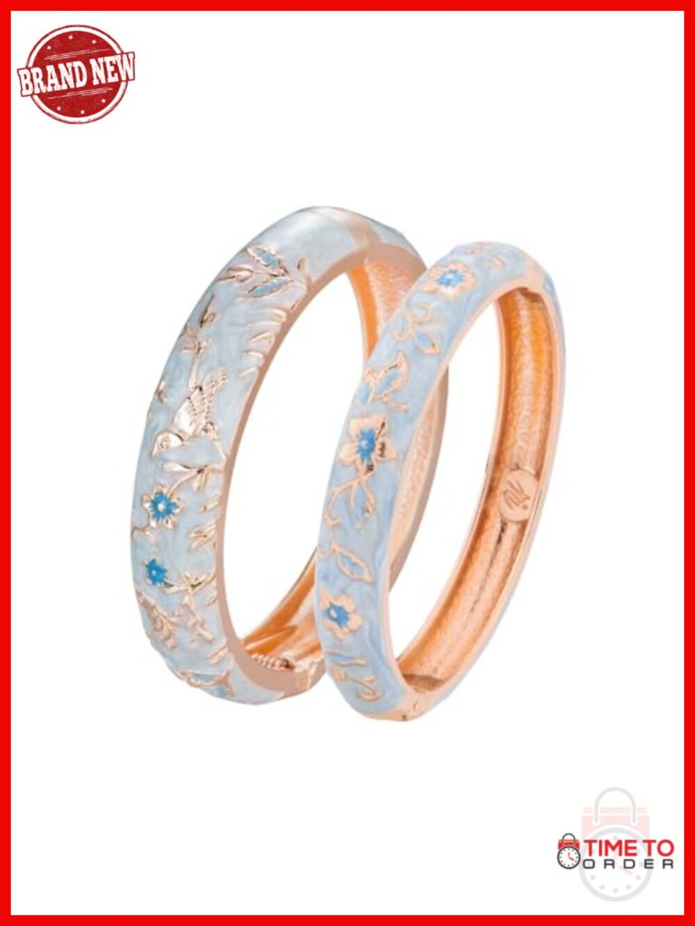 Enamel Bird Floral Spring Hinged Bangle Bracelet Crystal Rhinestone Alloy